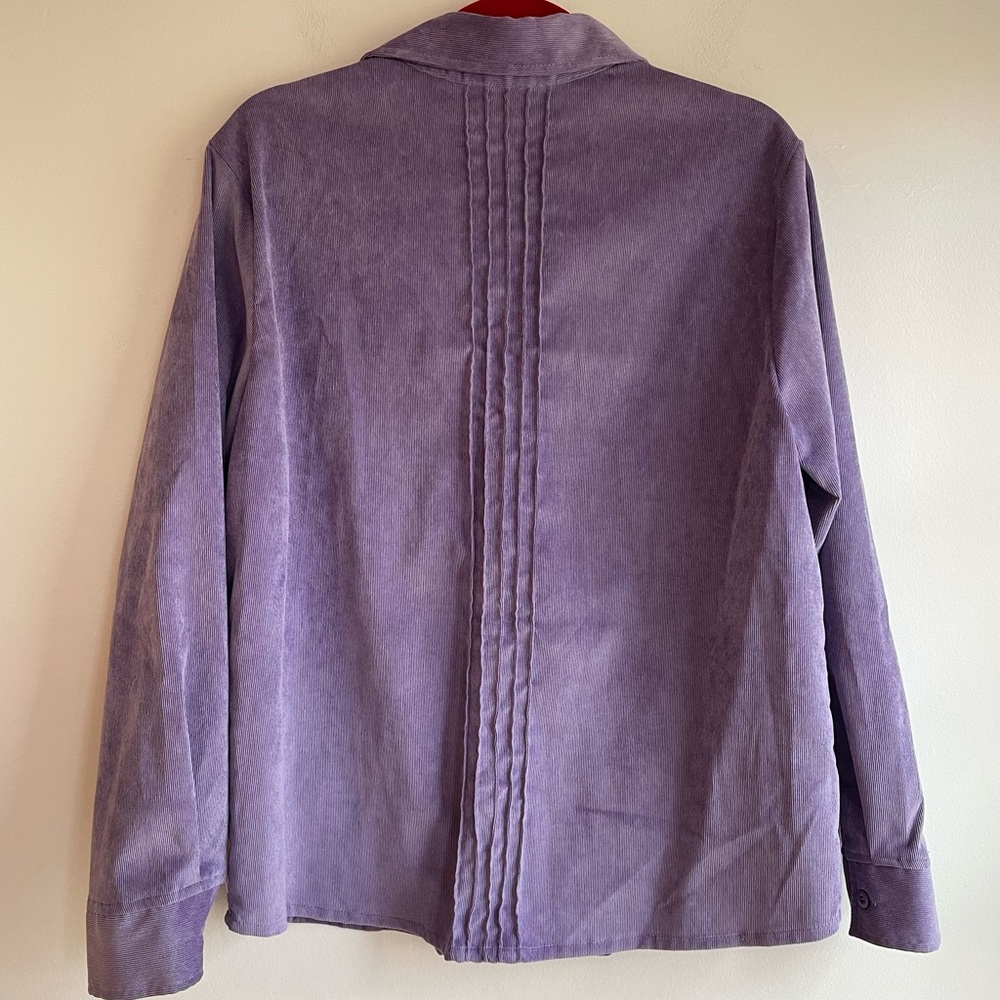 Rebecca Malone Lavender Corduroy Button Down Shirt Size L - Picture 3 of 4